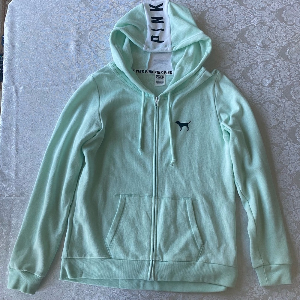PINK Victoria's Secret Zip Up Sweatshirt Teal M